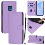 For Nokia XR20 Skin Feel Solid Color Leather Phone Case with Lanyard(Lavender Purple)