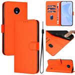 For Nokia C10 / C20 Skin Feel Solid Color Leather Phone Case with Lanyard(Orange)