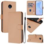 For Nokia C10 / C20 Skin Feel Solid Color Leather Phone Case with Lanyard(Nude)
