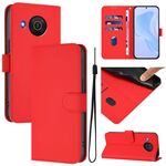 For Nokia X20 / X10 Skin Feel Solid Color Leather Phone Case with Lanyard(Red)