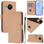 For Nokia X20 / X10 Skin Feel Solid Color Leather Phone Case with Lanyard(Nude)