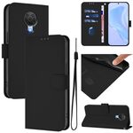 For Nokia 6.3 / G20 / G10 Skin Feel Solid Color Leather Phone Case with Lanyard(Black)