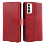 Per OPPO Reno12 5G Global Calf Texture Buckle Flip Custodia in pelle per telefono (rosso)