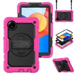 For Xiaomi Redmi Pad SE 8.7 2024 Turntable Holder Silicone Hybrid PC Tablet Case(Rose Red+Black)