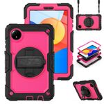 For Xiaomi Redmi Pad SE 8.7 2024 Turntable Holder Silicone Hybrid PC Tablet Case(Black+Rose Red)
