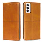 Per OPPO Reno12 5G Custodia per telefono magnetica in pelle con texture mucca globale (marrone chiaro)