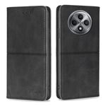 Per OPPO Reno12 F 5G Custodia magnetica in pelle con texture di mucca (nera)