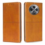Per OPPO Reno12 F 5G Custodia magnetica in pelle con texture di mucca (marrone chiaro)