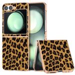 Per Samsung Galaxy Z Flip6 Custodia per telefono con stampa leopardata con rivestimento nano (marrone)