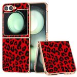 Per Samsung Galaxy Z Flip6 Custodia per telefono con stampa leopardata Nano Plating (rosso)