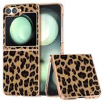 Per Samsung Galaxy Z Flip6 Custodia per telefono con stampa leopardata con placcatura nano (oro)