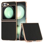 Per Samsung Galaxy Z Flip6 Custodia per telefono con texture in fibra di carbonio con galvanica nano (nero)
