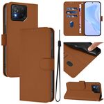 Per Asus ROG Phone 8 / 8 Pro Custodia in pelle tinta unita con cordino (marrone)