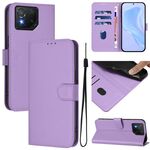 Per Asus ROG Phone 8 / 8 Pro Custodia in pelle tinta unita con cordino (viola lavanda)