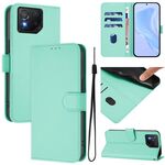 Per Asus ROG Phone 8 / 8 Pro Custodia in pelle tinta unita con cordino (verde menta)