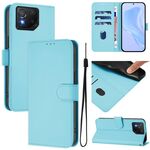 Per Asus ROG Phone 8 / 8 Pro Custodia in pelle tinta unita con cordino (blu cielo)