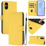 Per Sony Xperia 5 VI 2024 Custodia in pelle tinta unita con cordino (giallo limone)