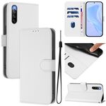 Per Sony Xperia 10 V 2023 Custodia in pelle tinta unita con cordino (bianco)