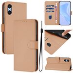 Per Sony Xperia 10 VI 2024 Custodia in pelle tinta unita con cordino (nudo)