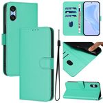 Per Sony Xperia 10 VI 2024 Custodia in pelle tinta unita con cordino (verde)