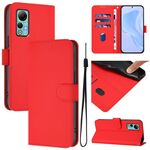 Per Ulefone Note 14 Custodia in pelle tinta unita con cordino (rosso)