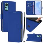 Per Ulefone Note 14 Custodia in pelle tinta unita con cordino (blu scuro)