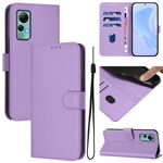 Per Ulefone Note 14 Custodia in pelle tinta unita con cordino (viola lavanda)