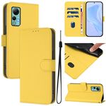 Per Ulefone Note 14 Custodia in pelle tinta unita con cordino (giallo limone)