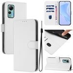 Per Ulefone Note 14 Custodia in pelle tinta unita con cordino (bianco)