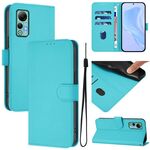 Per Ulefone Note 14 Custodia in pelle tinta unita con cordino (Lake Blue)
