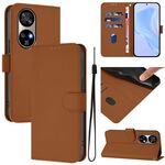 Per Ulefone Note 17 Pro Custodia in pelle tinta unita con cordino (marrone)