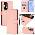 Per Ulefone Note 17 Pro Custodia in pelle tinta unita con cordino (rosa)