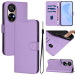 Per Ulefone Note 17 Pro Custodia in pelle tinta unita con cordino (viola lavanda)