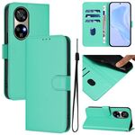Per Ulefone Note 17 Pro Custodia in pelle tinta unita con cordino (verde)