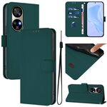 Per Ulefone Note 17 Pro Custodia in pelle tinta unita con cordino (verde scuro)