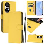 Per Ulefone Note 17 Pro Custodia in pelle tinta unita con cordino (giallo limone)