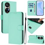 Per Ulefone Note 17 Pro Custodia in pelle tinta unita con cordino (verde menta)