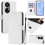 Per Ulefone Note 17 Pro Custodia in pelle tinta unita con cordino (bianco)