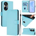 Per Ulefone Note 17 Pro Custodia in pelle tinta unita con cordino (blu cielo)