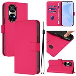 Per Ulefone Note 17 Pro Custodia in pelle tinta unita con cordino (rosso rosa)