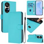 Per Ulefone Note 17 Pro Custodia in pelle tinta unita con cordino (Lake Blue)