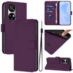 Per Ulefone Note 17 Pro Custodia in pelle tinta unita con cordino (viola)
