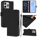 Per Ulefone Note 18 Ultra Skin Feel Custodia in pelle tinta unita con cordino (nero)