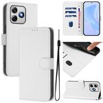 Per Ulefone Note 18 Ultra Skin Feel Custodia in pelle tinta unita con cordino (bianco)