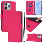 Per Ulefone Note 18 Ultra Skin Feel Custodia in pelle tinta unita con cordino (rosso rosa)