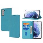 Per Samsung Galaxy S23 5G Custodia per telefono in pelle magnetica con cuciture a trama tessuta (blu)