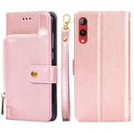 Per Rakuten Hand 4G Zipper Bag Custodia per telefono in pelle (oro rosa)