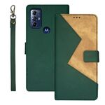 Per Motorola Moto G Play 2023 idewei Custodia per telefono in pelle con giunzione bicolore (verde)