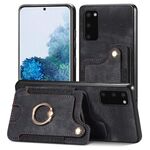 Per Samsung Galaxy S20 Retro Skin-feel Ring Multi-card Wallet Custodia per telefono (nero)