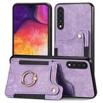 Per Samsung Galaxy A50 Custodia a portafoglio multi-scheda con anello retro skin-feel (viola)